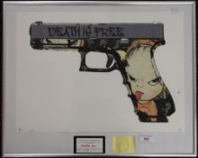 Death NYC, Glock, print, signed, framed and glazed. 45 x 32 cm.