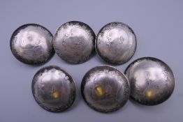 Six Chinese white metal buttons. 3.5 cm diameter.