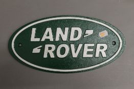 A Land Rover metal sign. 34.5 cm wide.