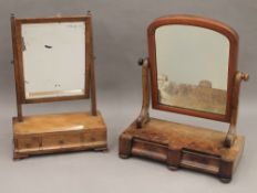 Two 19th century mahogany toilet mirrors. The largest 46 cm wide.