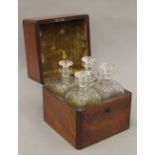 A 19th century mahogany fitted decanter box. 20.5 cm high.