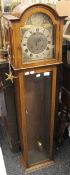 A walnut cased Grandmother clock. 130.5 cm high, 31 cm wide, 21 cm deep.