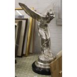 A large plated model of the spirit of ecstasy. 78 cm high.