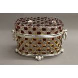 A silver plate mounted cut glass casket. 20.5 cm high.