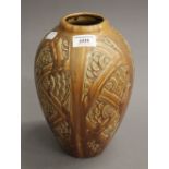 A Belgian Art Deco pottery vase by Roger Guerin, circa 1930. 25.5 cm high.