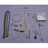 A small quantity of miscellaneous jewellery including gold earrings, silver, etc.