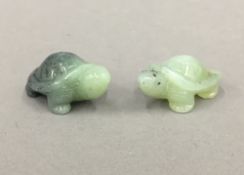 Two jade tortoises. Each 4.5 cm long.