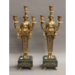 A pair of gilt bronze Empire style candelabra. 44 cm high.