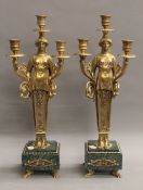 A pair of gilt bronze Empire style candelabra. 44 cm high.