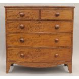 A 19th century mahogany bow front chest of drawers. 102.5 cm wide.