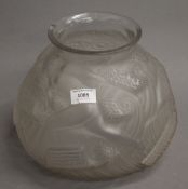 A large Dieupart frosted glass vase decorated with a nude woman. 20.5 cm high.