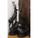 A pair of bronze stags. 75 cm high.