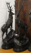 A pair of bronze stags. 75 cm high.