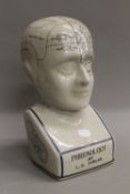 A phrenology head. 28 cm high.