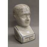 A phrenology head. 28 cm high.