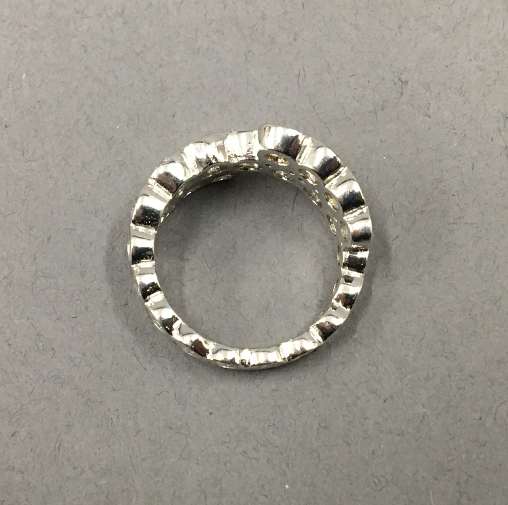 A silver cubic zirconia band ring. - Image 2 of 2