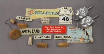 A quantity of butchers labels, etc.