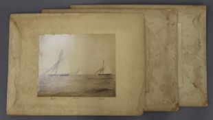 Three Victorian Yachting photographs. The largest 29 x 32 cm.