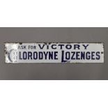 A Victory Chlorodyne Lozenges enamel sign. 30.5 cm long.