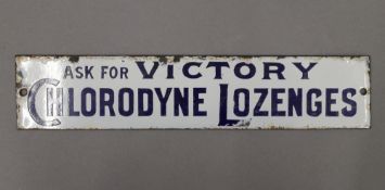 A Victory Chlorodyne Lozenges enamel sign. 30.5 cm long.