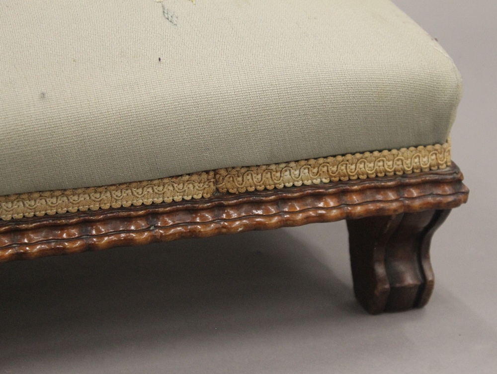 A Victorian tapestry covered foot stool. 112 cm long. - Image 4 of 5