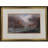 CHARLES EDWARD BRITTAN, Rough Seas, watercolour, signed, framed and glazed. 47 x 29 cm.