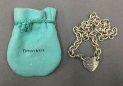 A 925 Tiffany & Co heart pendant on chain. 36 cm long.