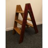 A small wooden step ladder. 87 cm high.