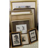 A quantity of various framed etchings, prints, etc.
