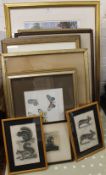 A quantity of various framed etchings, prints, etc.