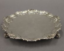 A small silver salver. 19 cm diameter. 11.7 troy ounces.