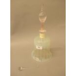 A Richardson of Stourbridge vaseline and clear glass bell. 30 cm high.