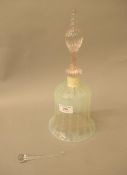 A Richardson of Stourbridge vaseline and clear glass bell. 30 cm high.
