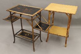 A Victorian lacquered bamboo side table and another bamboo side table. The latter 51 cm wide.