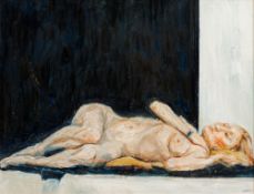 After LUCIAN FREUD (1922-2011) British, Nude Study, oil on board, framed. 40.5 x 31 cm.