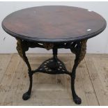 Circular top pub style Britannia table with cast metal base