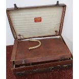 Vintage leather suitcase and two other similar vintage suitcases (3)