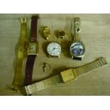 Vintage square faced gents wrist watch, various other gents and ladies wrist watches including