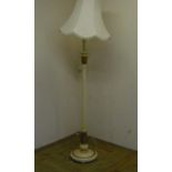 Cream and gilt wooden standard lamp