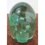 Victorian green glass flower dump paperweight (height 10.5cm)