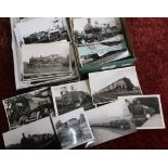 Two boxes containing a large quantity of railway related black & white photographs and