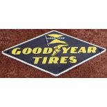 Cast metal diamond shaped Goodyear Tyres sign (40cm x 18.5cm)