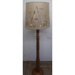 Large modern turned beech standard lamp