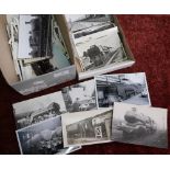 Two boxes containing a large quantity of railway related black & white photographs and