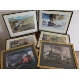 Selection of various railway related framed and mounted pictures and prints (8)