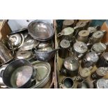 Large selection of various hotel silver plate and service ware including tureens, jugs, hot water