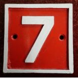 Cast alloy No.7 sign (15cm x 15cm)