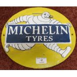 Reproduction cast metal oval Michelin Tyres sign (29cm x 25.5cm)