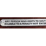 Reproduction cast metal LNER penalty notice (width 97.5cm)