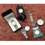 Selection of various gents wrist and pocket watches including Sekonda, brass cased centre seconds